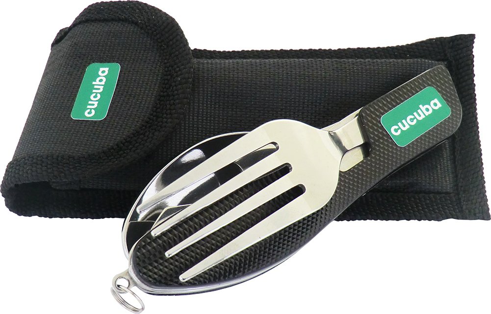 Set De 3 Couverts De Voyage - Cuillère, Fourchette, Couteau Et Ouvre-bouteille, étui Inclus
