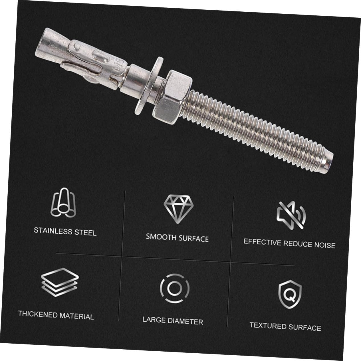 2pcs Stainless Steel Concrete Wedge Anchors 304 Silver