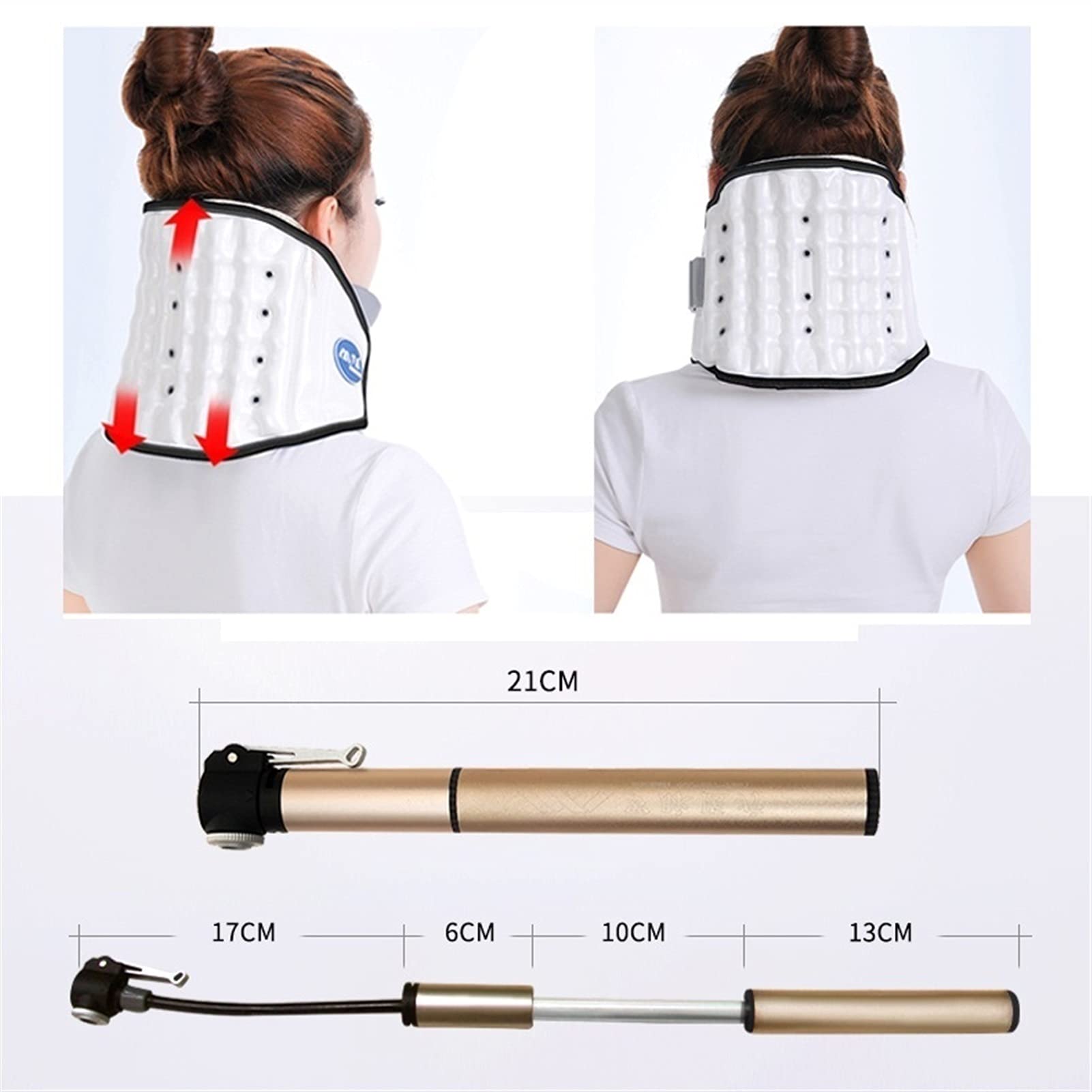 Collar De Tracción Cervical, Alivio del Dolor De Cuello con Aire Neumático para Nervios Pellizcados, Discos Herniados, Discos Degenerativos, Ciática, Rigidez De Cuello (Color : White)
