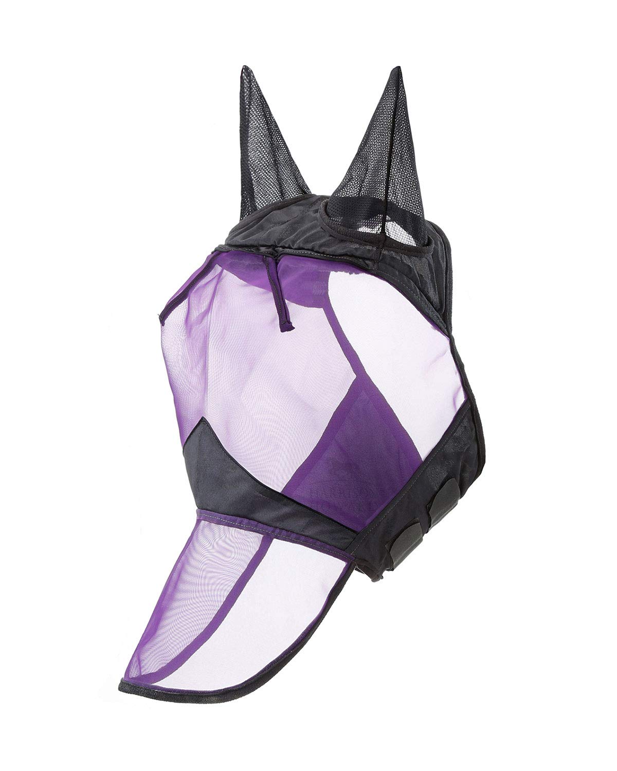 Harrison Howard CareMaster - Maschera antimosche per cavallo, naso lungo con orecchie, colore nero/viola, retrò, piccolo pony