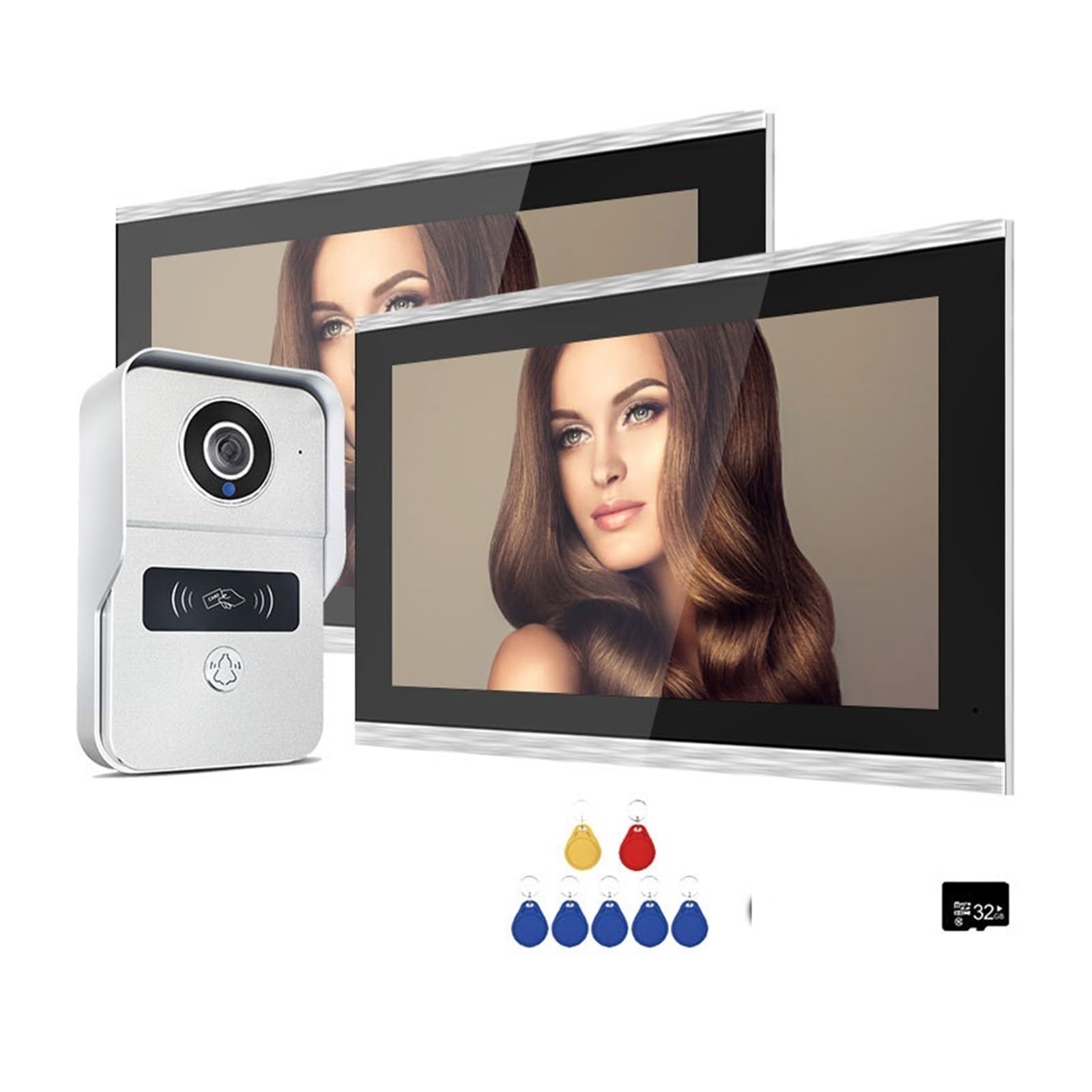 2MP 1080P Videocitofono da 10 pollici Touch Screen Big Tuya Wireless POE Campanello cablato for controllo accessi RFID Villa Flat(1v2)
