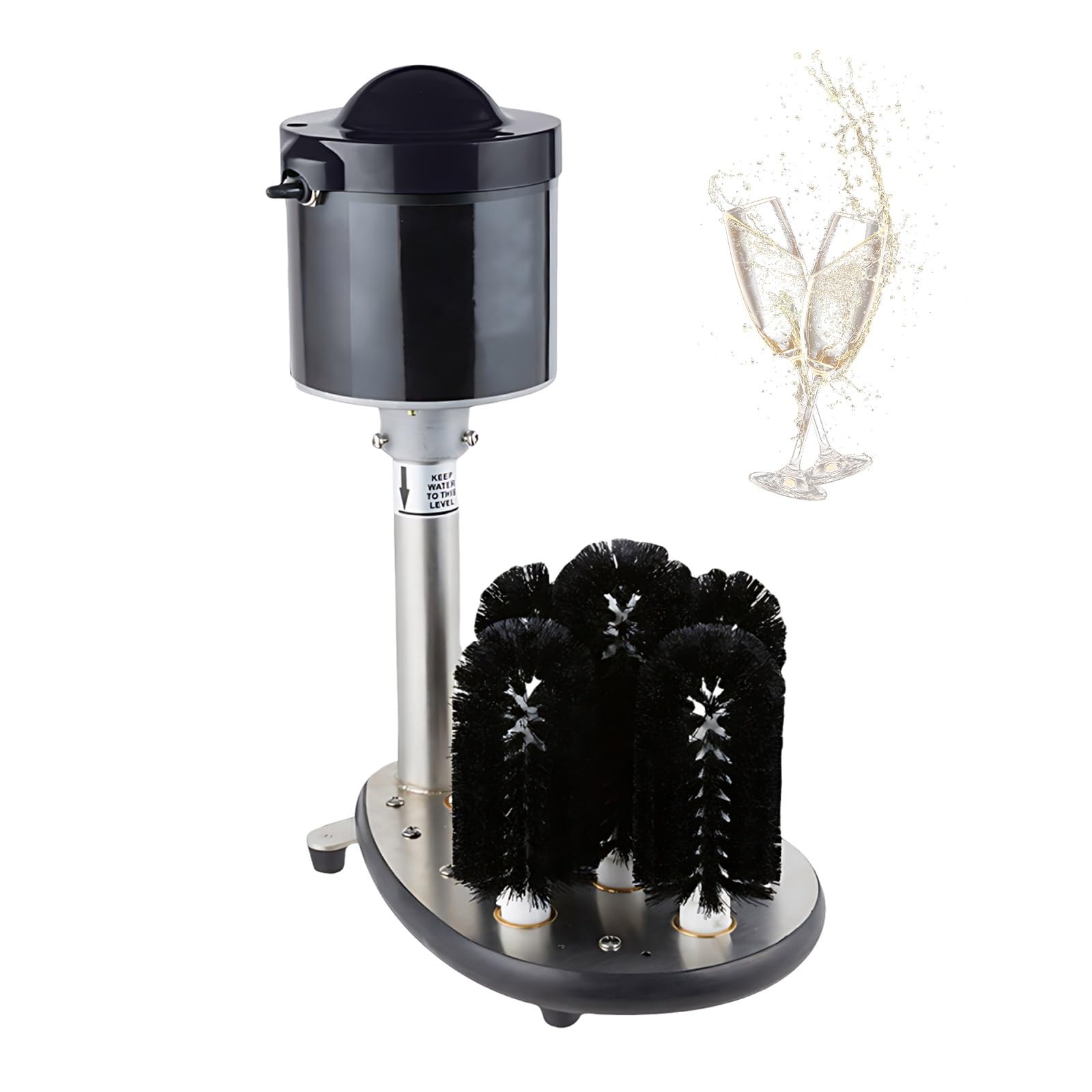 Lavavasos Para Bar Profesional Con De 5 Cepillos Giratorios, Limpiador De Vasos Eléctrico De Acero Inoxidable Para Restaurante, Hotel Y Cocina Comercial Profesional