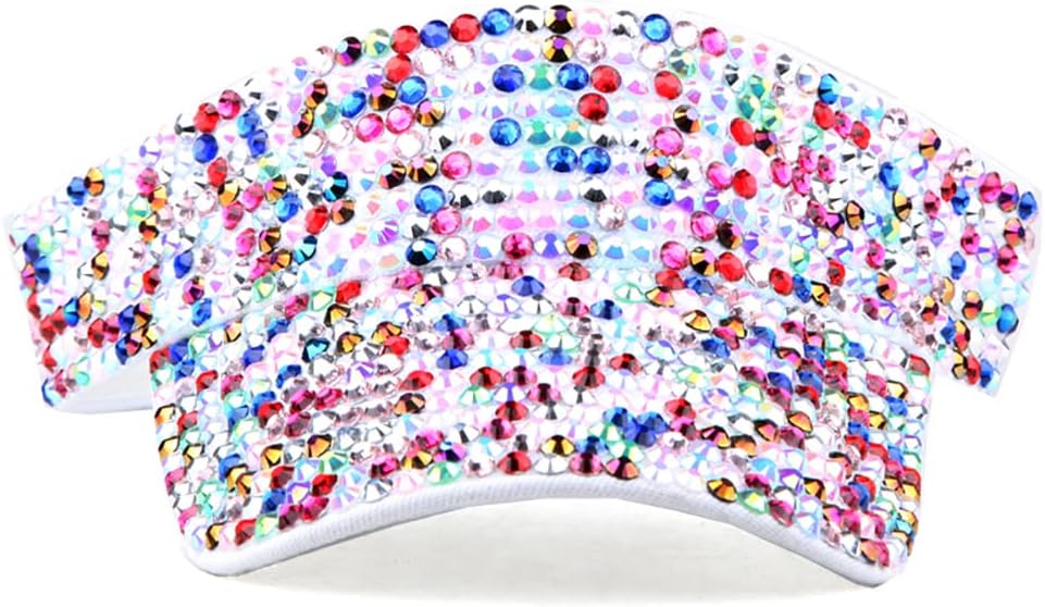 Gudessly Shiny Rhinestones Sport Sun Visor Adjustable Summer Cap Visor Caps for Women Men - Image 3