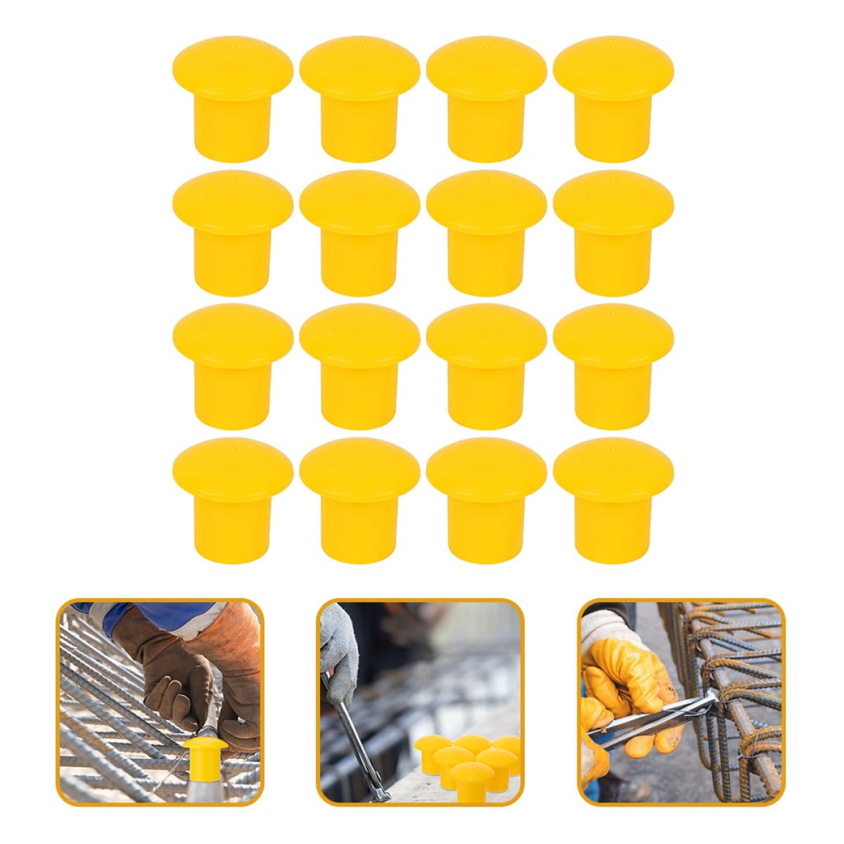 Tapas de Seguridad Protector de Extremo Resistente 60 Alta Visibilidad para Varillas de Refuerzo de Plástico Amarillo para Obra y Construcción