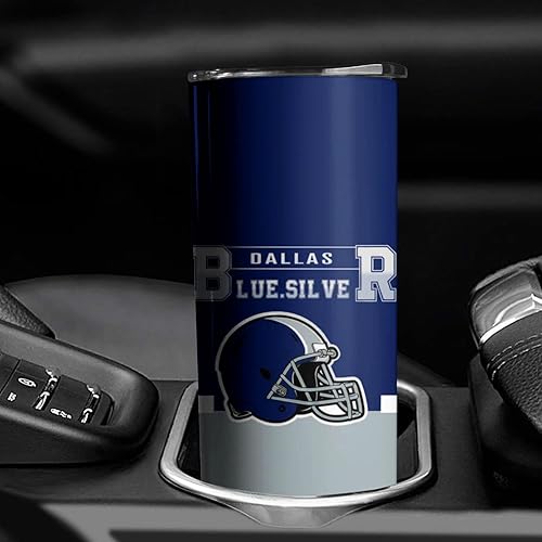 Miniatura 3 de Dallas Football City - Vaso de acero inoxidable de 20 onzas con tapa y pajilla, para los fanáticos del fútbol, para hombres y mujeres, regalo, vaso