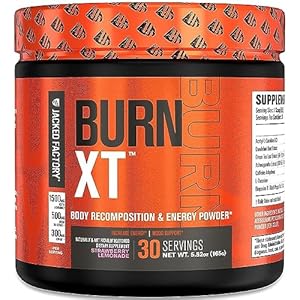 Jacked Factory Burn-XT Powder for Men & Women – Improve Focus & Increase Energy – Premium Acetyl L-Carnitine, Green Tea Extract, Capsimax Cayenne Pepper, & More – 30 Sv, Strawberry Lemonade