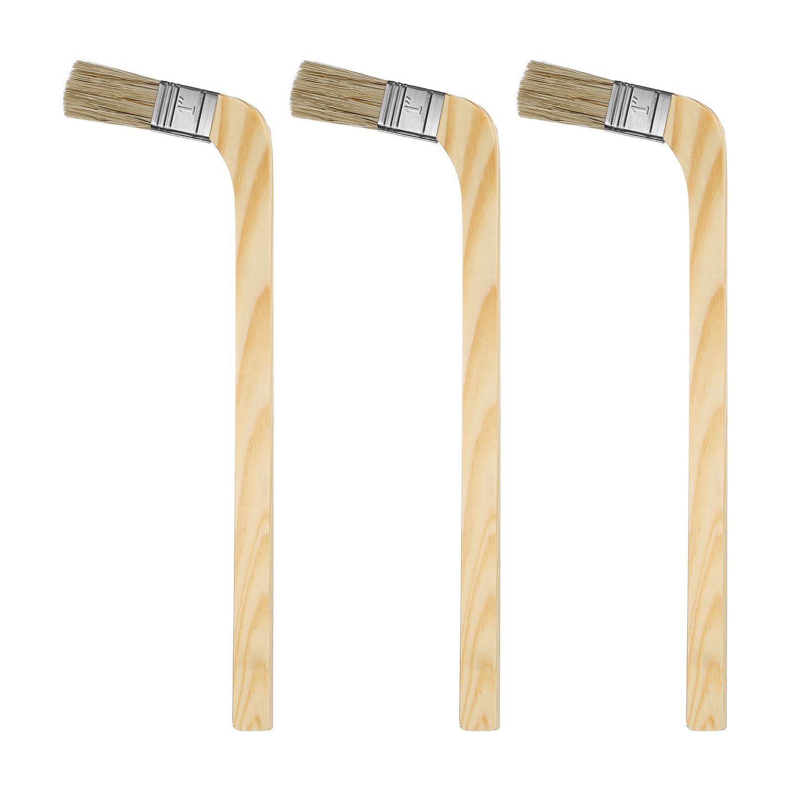 sourcing map Paint Brush 3Pcs 1" Brush Width Reusable Variety Angled Bend Brushes Radiator Paint Brush for All Latex Oil Painting Furniture Walls Treatment, Brown