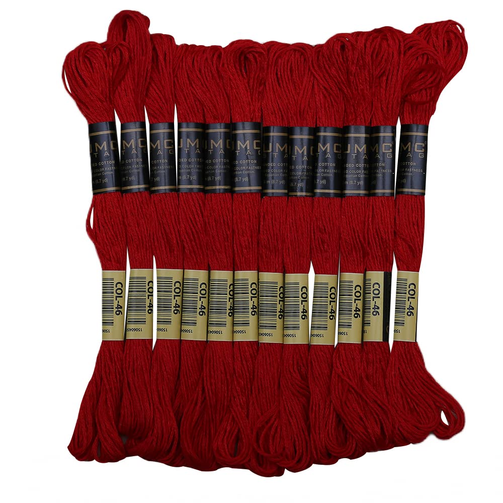 Pack of 12 Premium Embroidery Thread | 100% Egyptian Cotton Premium Skeins | Cross Stitch Embroidery Floss | Oeko TEX Certified Stranded Cotton | Ideal for Arts &amp; Crafts (Copper Red 341)