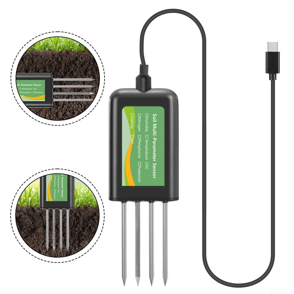 8-funkcyjny tester gleby USB dla systemu Android i Hongmeng OS monitorowanie gleby w czasie rzeczywistym przewodność wilgoci temperatura pH zasolenie NPK