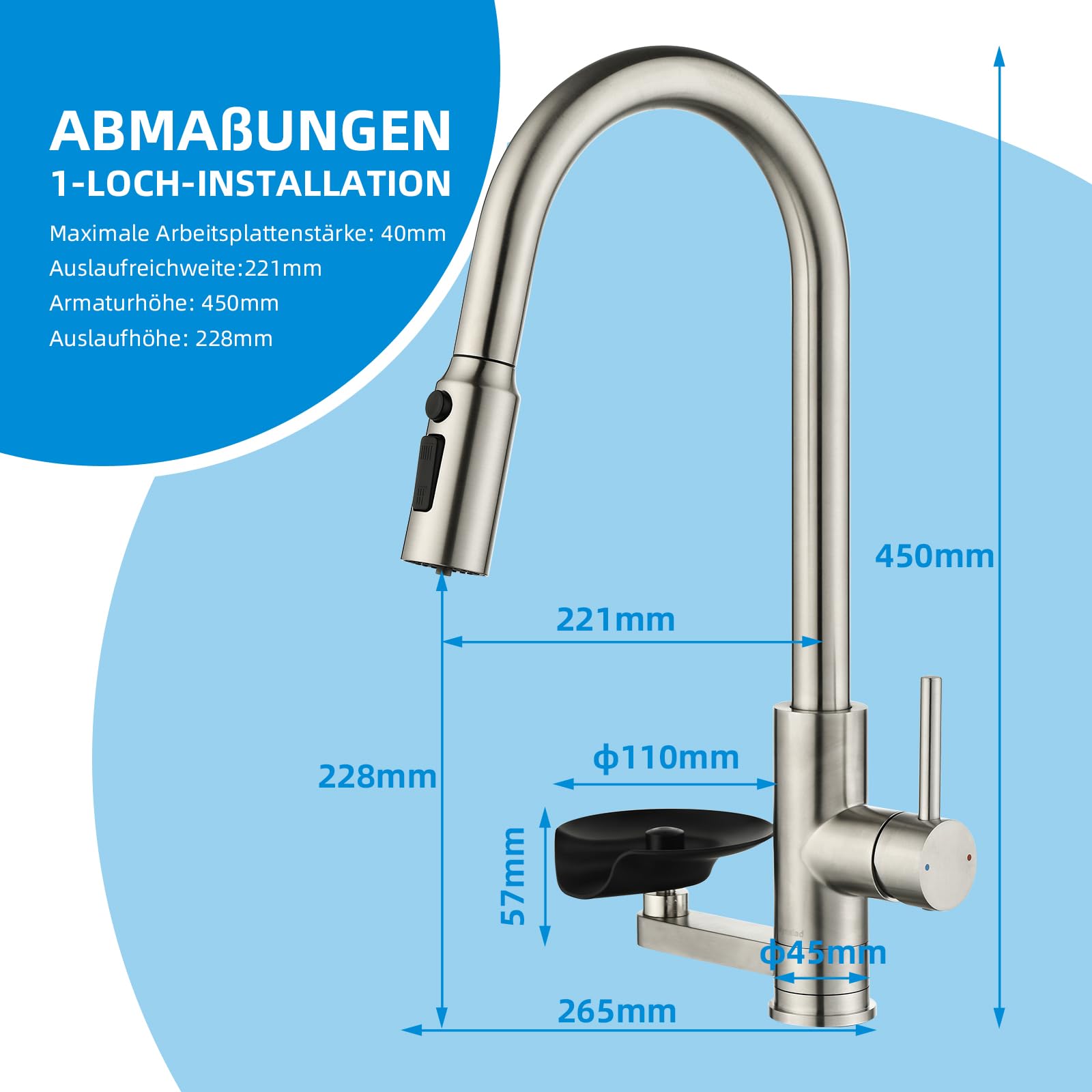 Rubinetto Cucina 3 vie Mynaiad Filtro acqua Lavaglassi Estraibile Doppia Uscita, Rotazione a 360°, Rubinetto Lavello Cucina, Miscelatore Cucina, Acciaio Inossidabile 304 Spazzolato