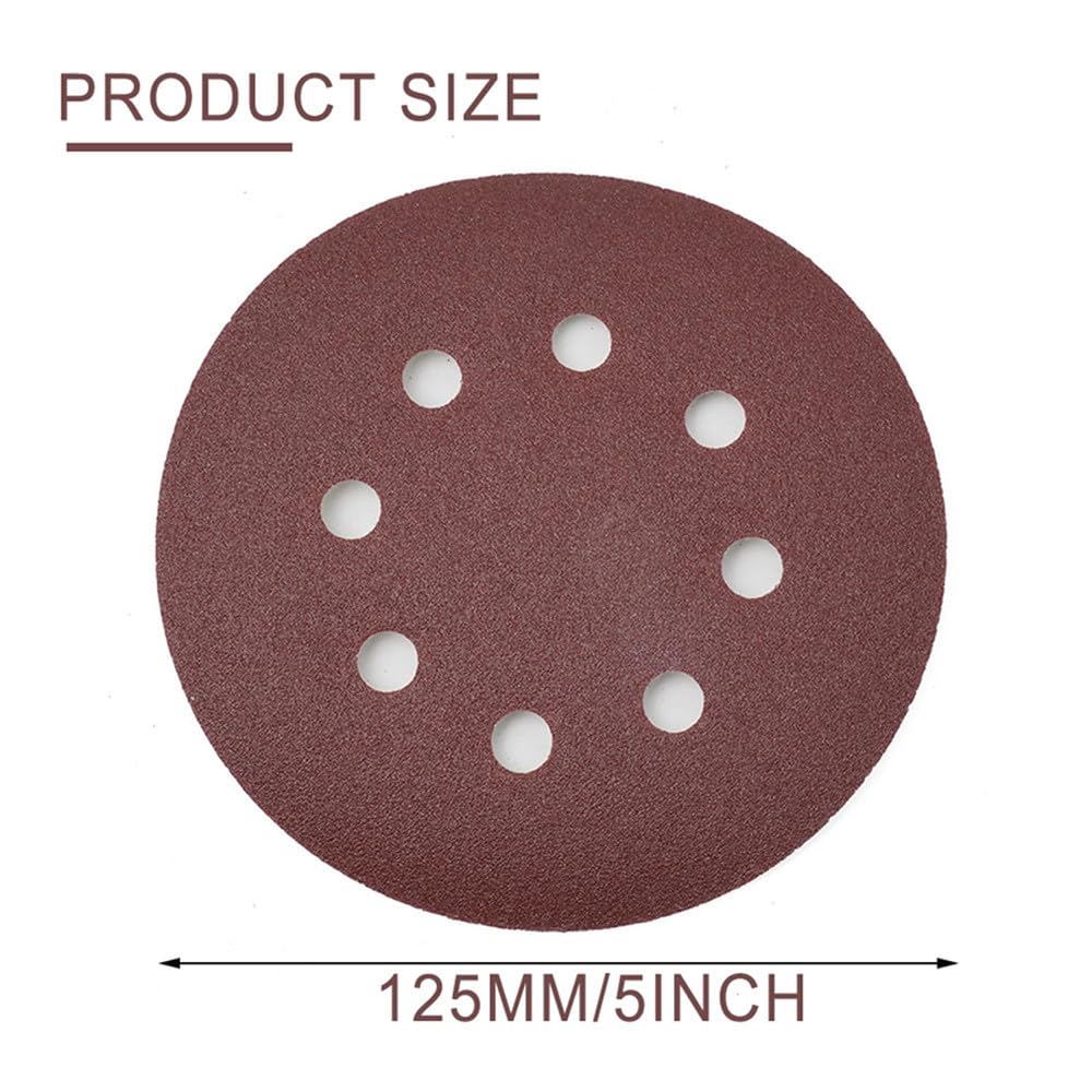 20 piezas de papel de lija redondo de 5 pulgadas y 125mm, discos de lijado de 8 agujeros, grano de gancho y bucle 40-2000.240,20 piezas