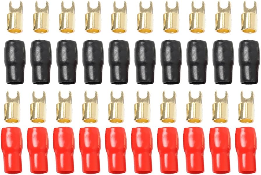 MonkeyJack 10 Pairs 4 AWG Power Ground Wire Connectors Assortment Crimp Fork Terminals