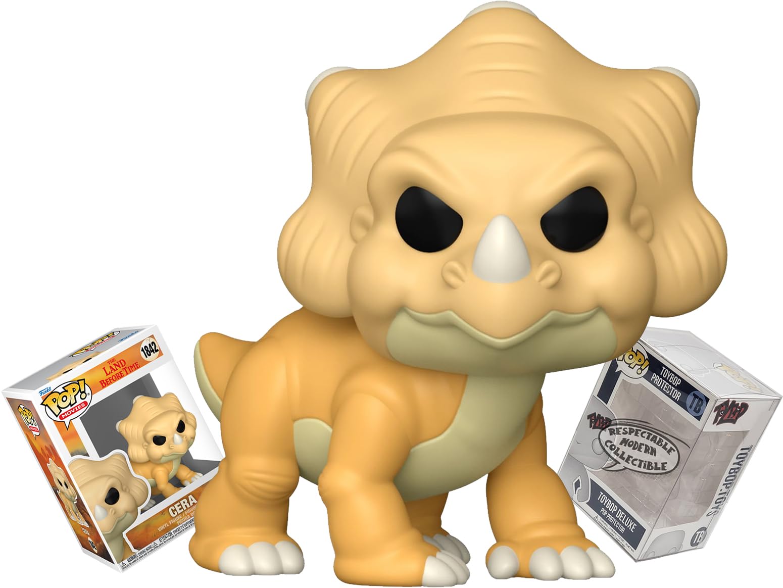 Funko Cera The Land Before Time Triceratops + ToyBop Protector: Pop! Movies Vinyl Figure (Bundled with Pro-Deluxe Pop Protector Collector Case Box Gift Set)