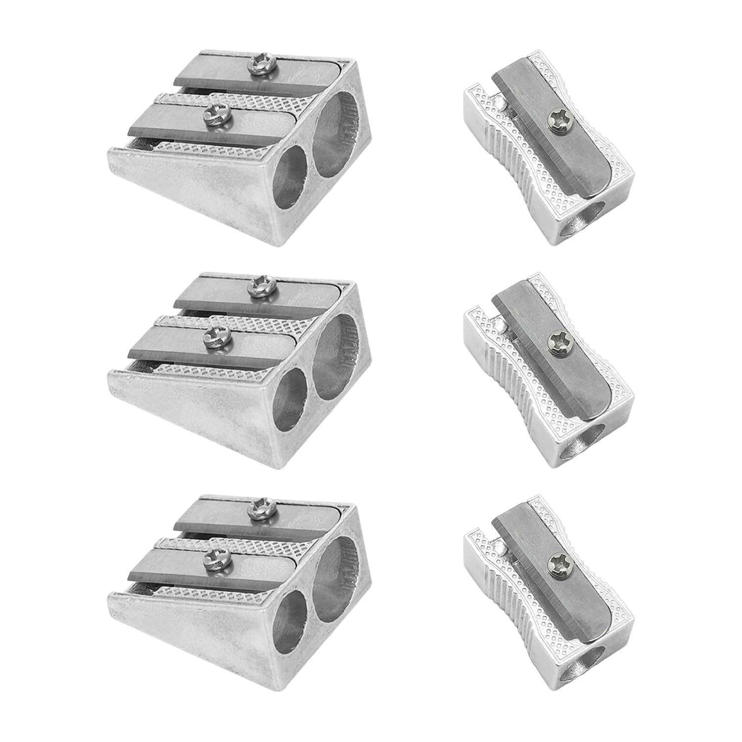 Temperamatite da 6 pezzi, temperamatite a foro singolo e doppio, forniture per studenti, cancelleria per studenti, forniture per ufficio, temperamatite in metallo, temperamatite portatile