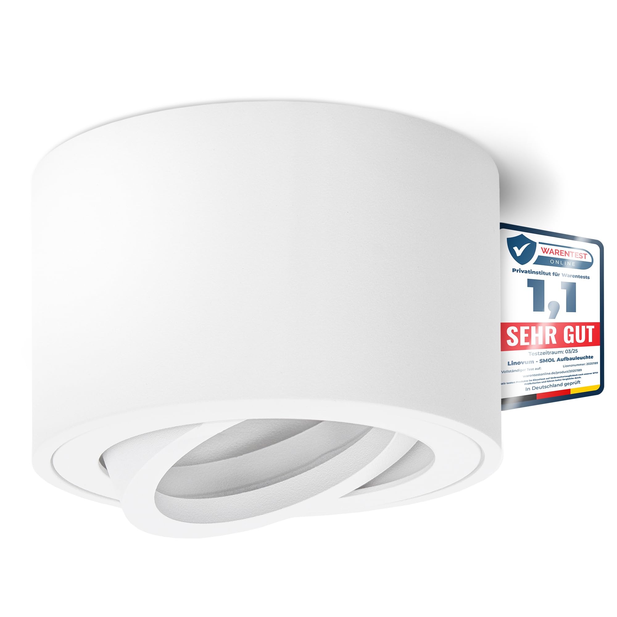 linovum SMOL Decken Aufbauspot Aufbaustrahler schwenkbar weiß rund für LED Module