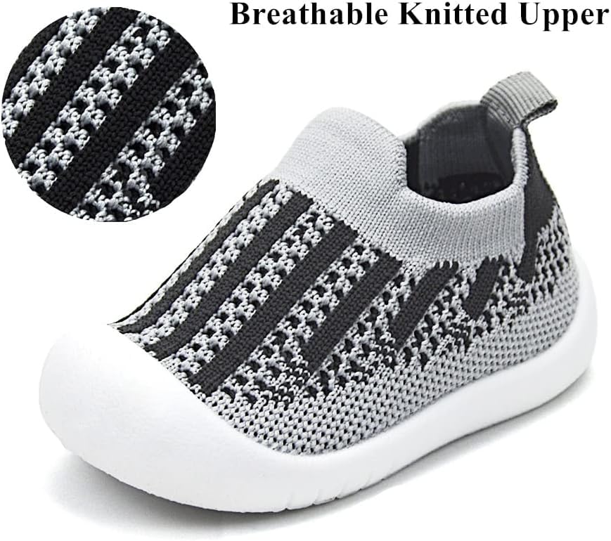 Image of TS WITH TECHSUN Lightweight Baby Boy Girl Soft Soles Shoes, Knitted Breathable Slip-On Mesh Summer Casual Sneakers Floor Socks, Toddler Walking Shoes Infant First Running Kids Shoes