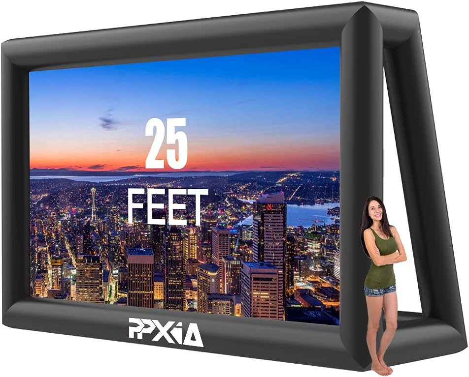 Inflatable Movie Screen Outdoor Projector Screen for Outside 25ft, Large Blow Up Screens Front and Rear Projection with Air Blower, Best for Movie Nights Backyard Home Theater