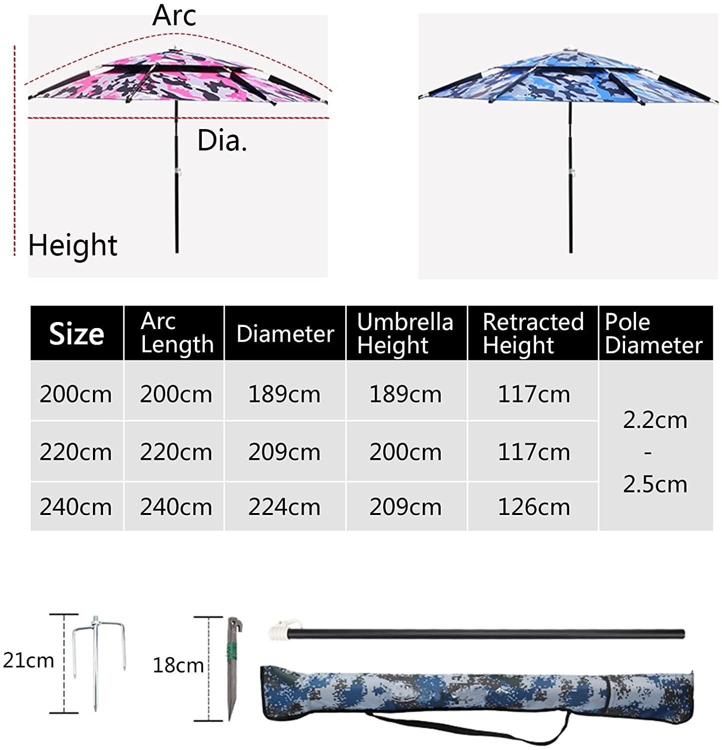 HXR parasol wędkarski Parasol wędkarski wielofunkcyjny parasol na zewnątrz parasolowy na plażę ogrodową wodoodporną ochronę przeciwdeszczową parasol wędkarski (Color : Red, Size : 200cm/6.6ft)