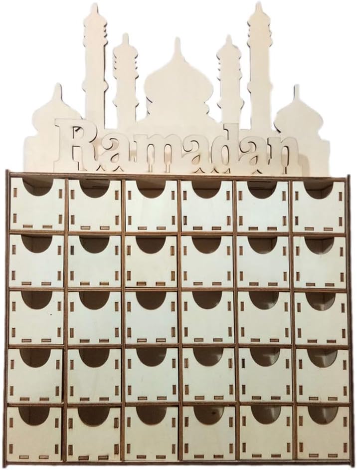 Wooden MDF Drawer Eid Ramadan Mubarak Advent Calendar Muslim Islamic Decorations Ornament Party Supplies DIY Craft Eid Ornament Home Ornament Decor Party Supplies