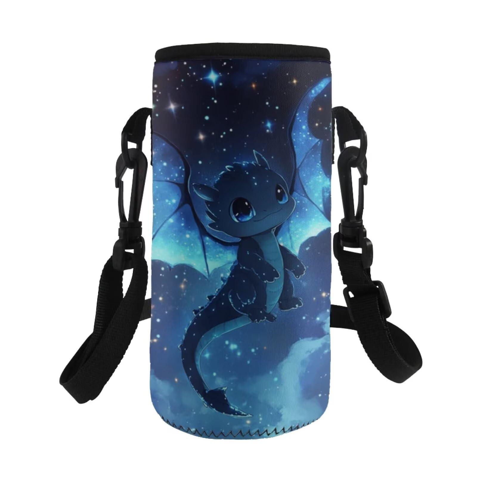 COEQINE Neoprene Water Bottle Holder with Adjustable Strap Print Galaxy Dragon Deep Blue Bottle Carrier Bag Case Pouch for Stainless Steel/Plastic Bottle,Insulated Water Bottle Cover Uk