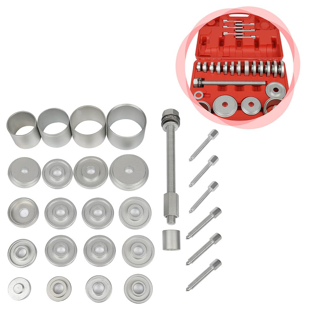 ACZCR 23pcs Front Wheel Bearing Removal Tool Kit Drive Bearing Adapters Puller Press Removal & Installation Automotive Mechanics Tool Kit with Storage Case