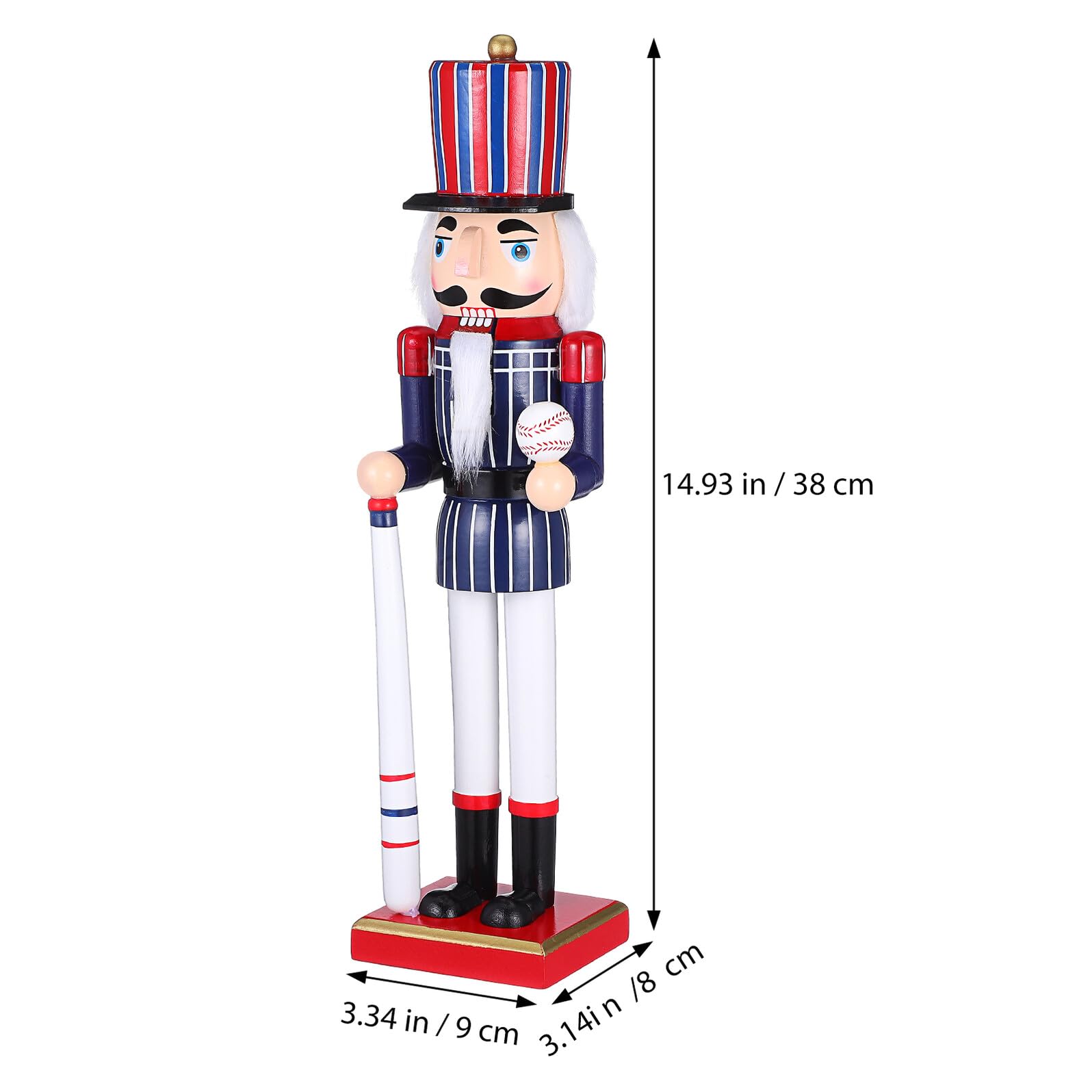 Veemoon Casse-Noisette Bois Figurine Décorative Style Sport avec Balle de Baseball Objet de Décoration de Bureau pour Fêtes