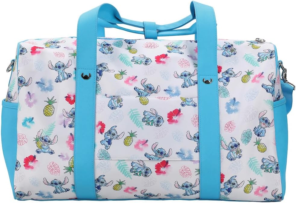 Disney Stitch Tropical Watercolor Print White 18" Duffle Bag