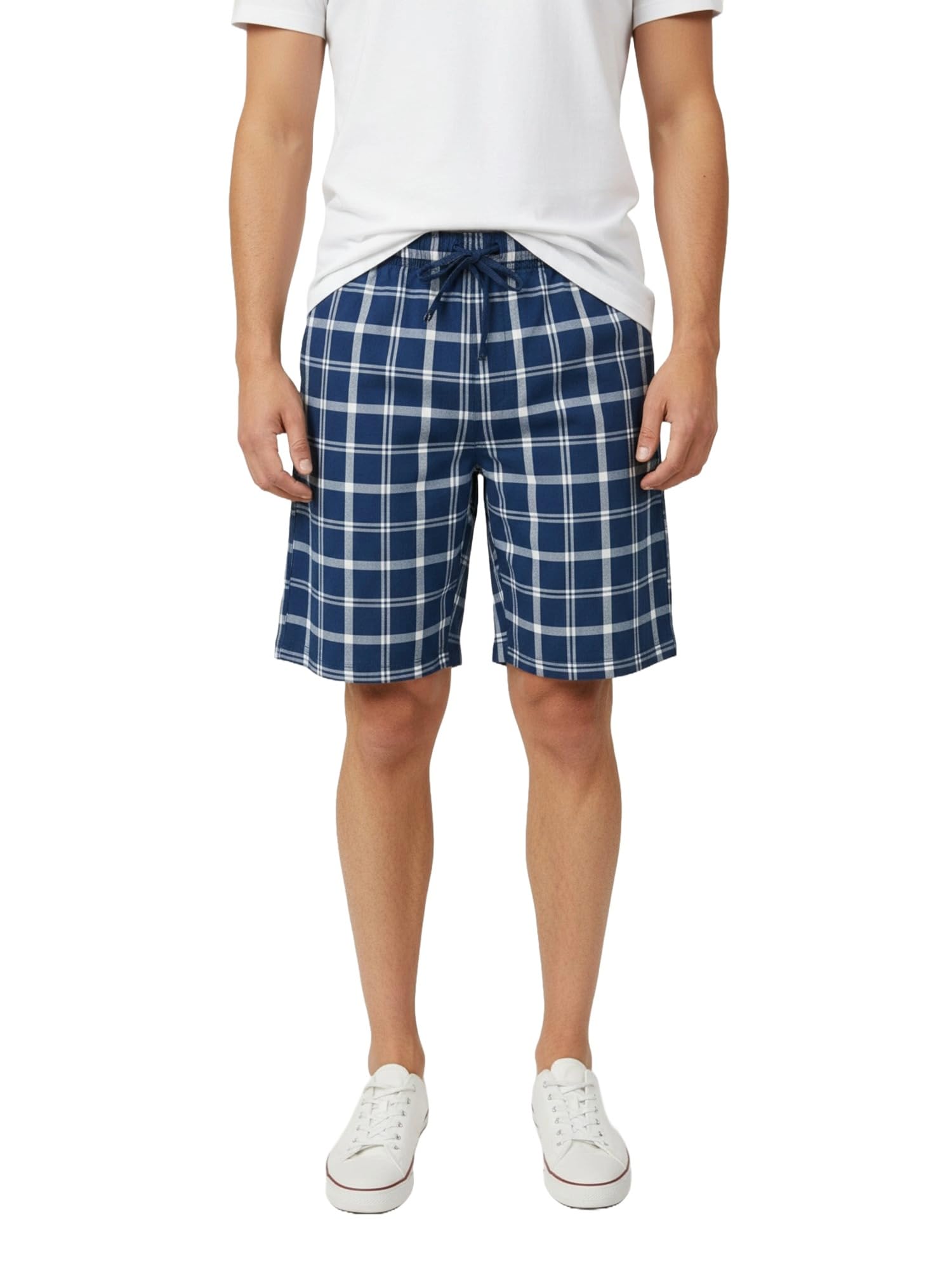 Mens Cotton Checkered Plus Size Shorts with Elastic-image-30