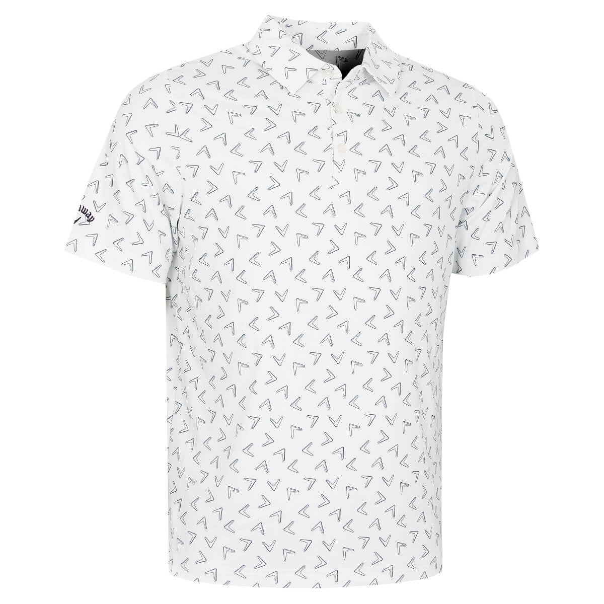 Callaway Golf Mens All-Over Large Chev Polo Shirt - Bright White - XXL