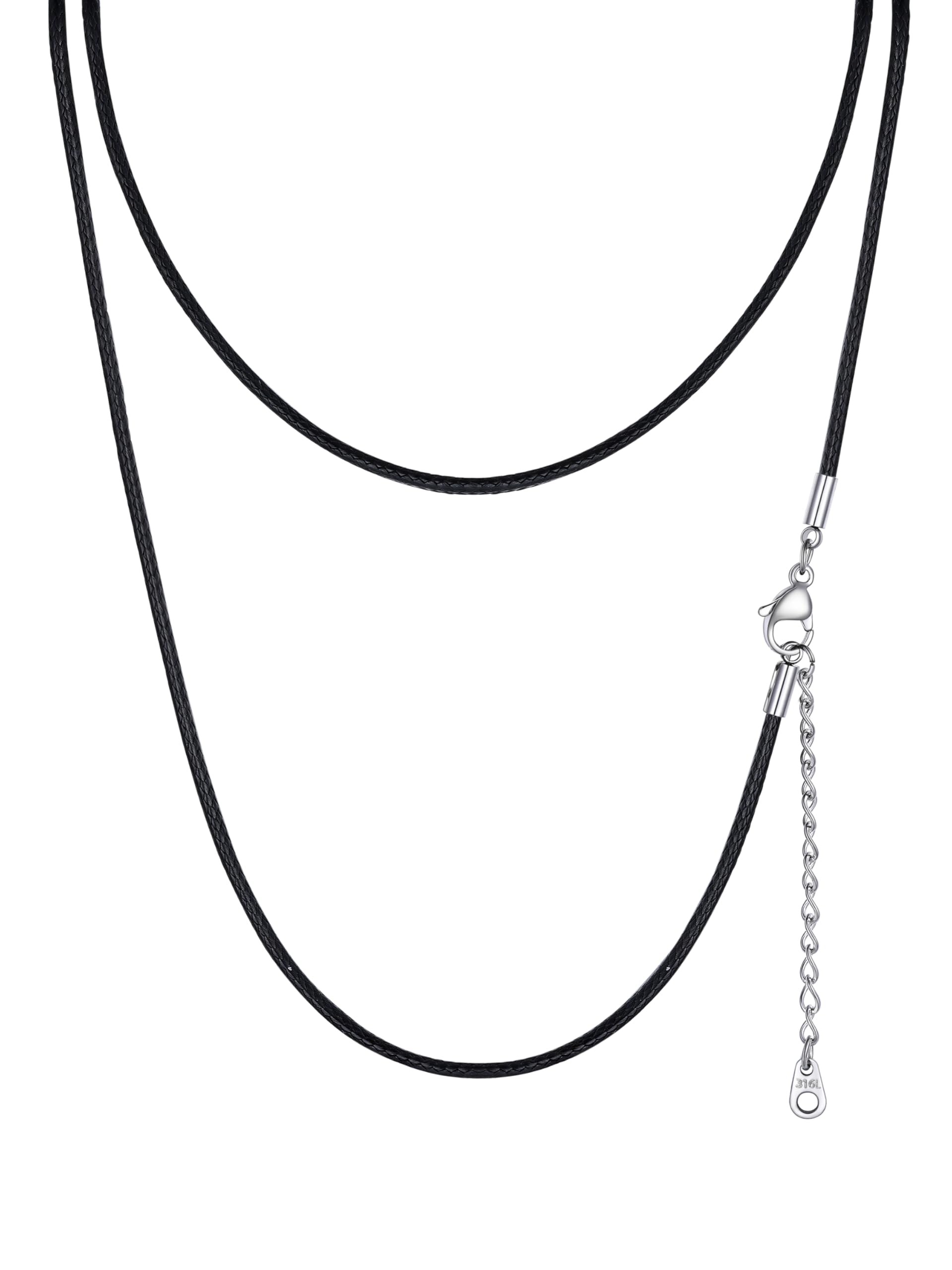 FaithHeart Catenina Uomo Cordino per Collane Larghezza 1.5/2/3MM Cordina in Cuoio Solido Accessori per Ciondolo Impermeabile Resistente al Sudore