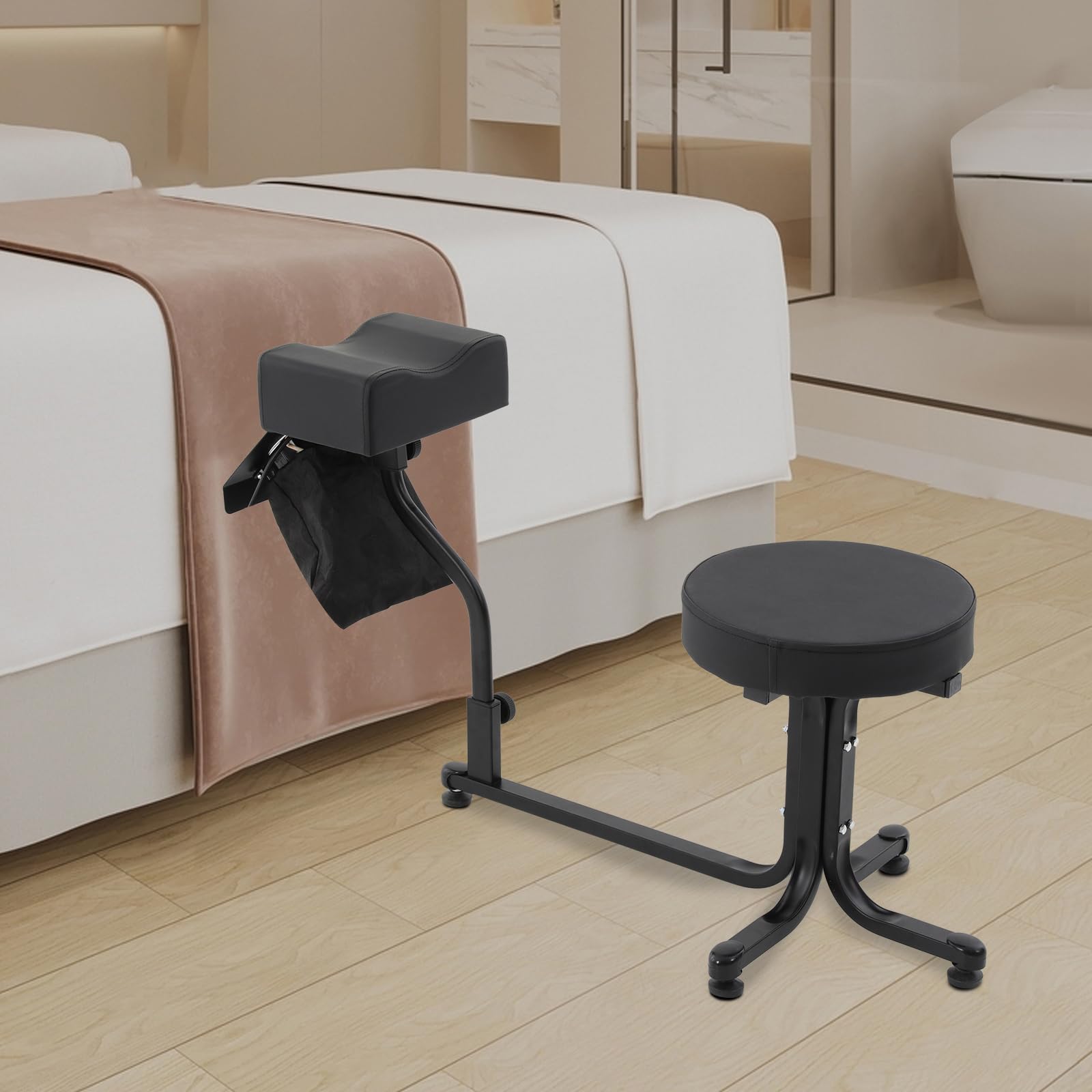 Treeisland Taburete de Pedicura con Aspiradora 2 en 1, Reposapiés Negro para Salones de Uñas