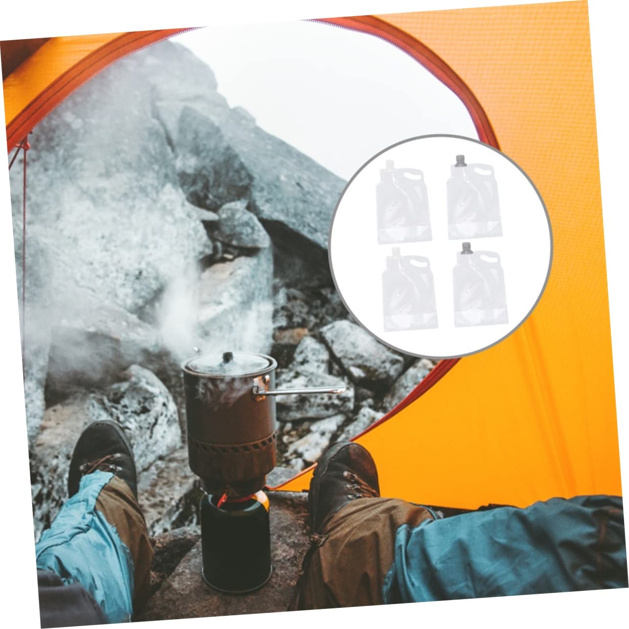 ifundom 4Pcs Collapsible Water Jug Large Capacity Folding Water Bags for Camping Hiking and Outdoor Activities Portable Water Containers with Covers