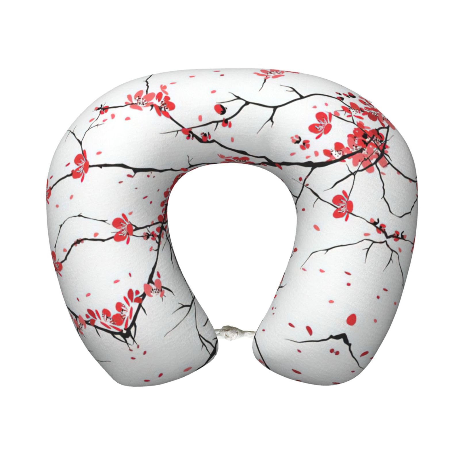 yagDAA Delicate Cherry Blossoms Print U-Shape Travel Neck Pillows Memory Foam Neck Pillow For Airplane Car Office Sleeping Rest