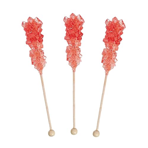 Miniatura 4 de Red Rock Candy on a Stick (paquete de 72)  Palitos de roca de cristal de fresa y azúcar envueltos individualmente a granel  Perfecto para recuerdos