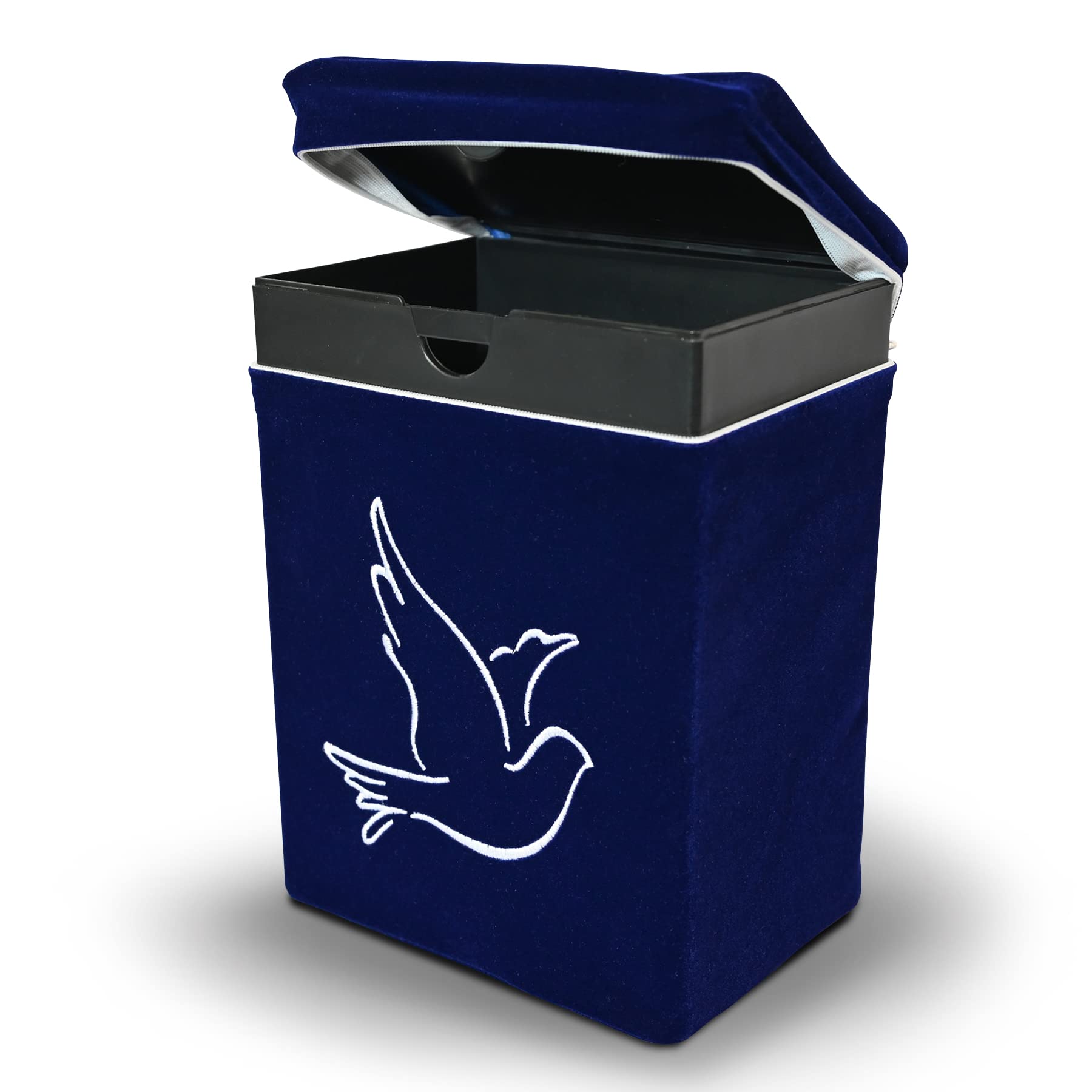Velvet Urn Bag with TSA Approved Cremation Container | Holds Cremated Ashes of Human Adult | For Use in a Niche or Ground Burial | Fits the Crowne Burial Urn Vault Navy with Dove product thumbnail 5