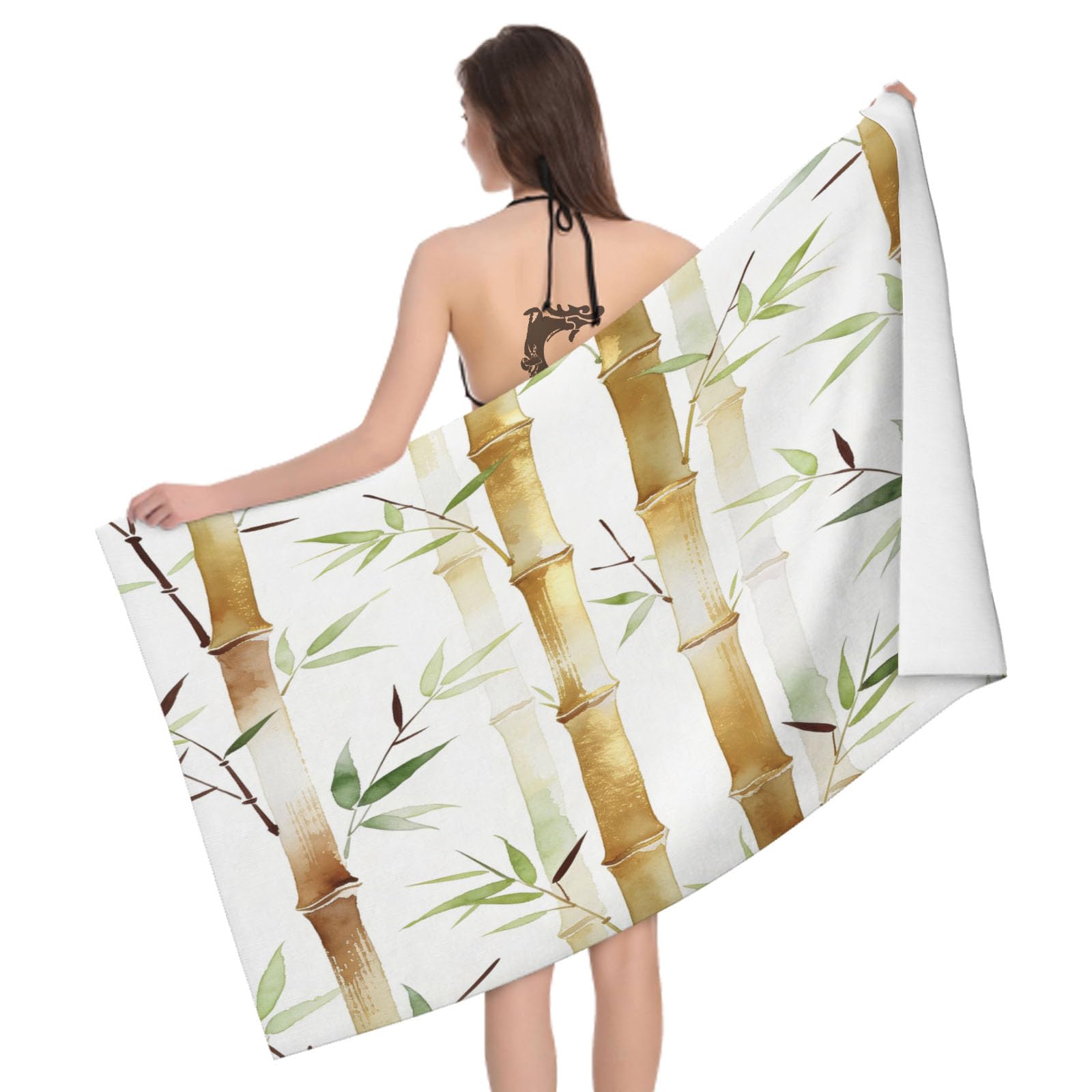 Leichong 3D Bamboo Beach Towel Large Microfiber Soft Quick Dry for Adults, Minimalistic Bath Towel Lightweight Soft Absorbent for Travel Swimming Pool Sports, 80 x 160 cm