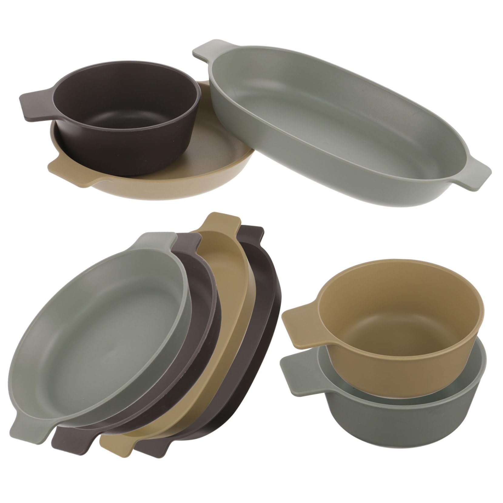 KOMBIUDA 1set Portable Camping Dinnerware Food-Grade Plastic Bowl and Plate Kit for Outdoor Use Lightweight and Compact Tableware for Picnics Barbecues Hiking and Events Safe and Convenient