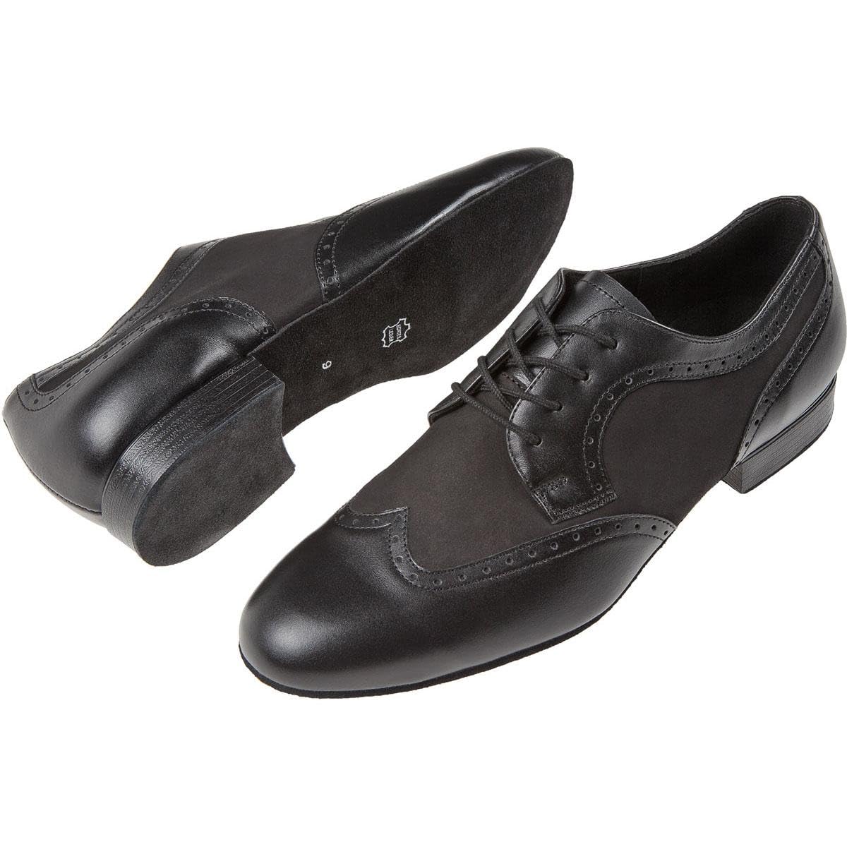 Diamant Herren Tanzschuhe 089-075-145 - Leder/Nubuck Schwarz - Normalweite - Rauledersohle - 2 cm Standard Absatz - Made in Germany