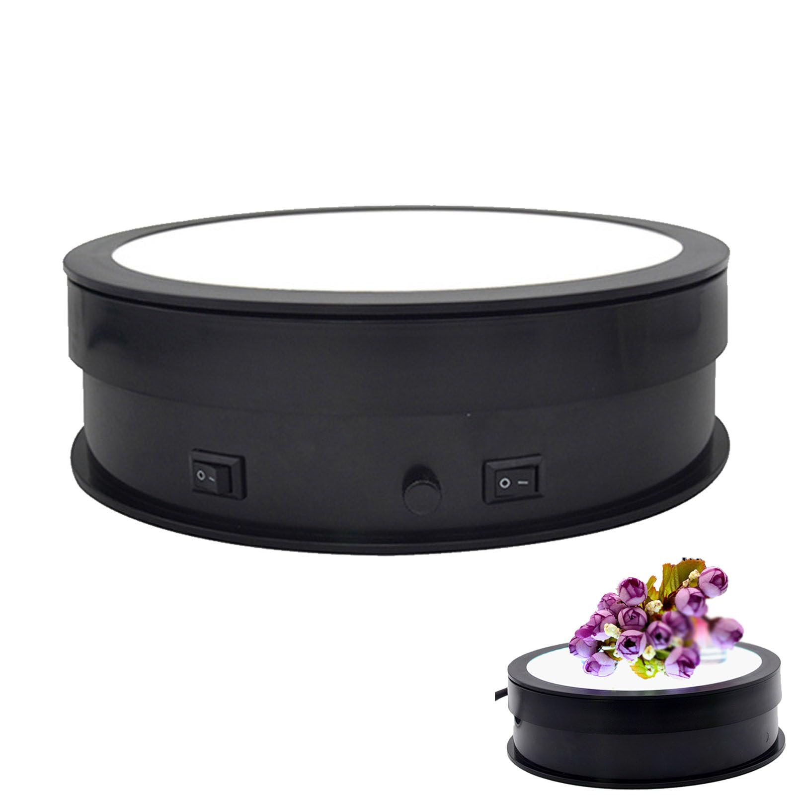 Plataforma Giratoria EléCtrica, Soporte De ExhibicióN Giratorio Motorizado Regulable De 20 Cm, Carga De Carga De 20 Kg, Plataforma Giratoria Silenciosa AutomáTica, RotacióN De 360º,White