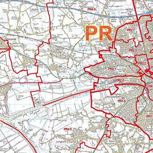 Carte murale avec code postal Preston effaçable et indéchirable - 3