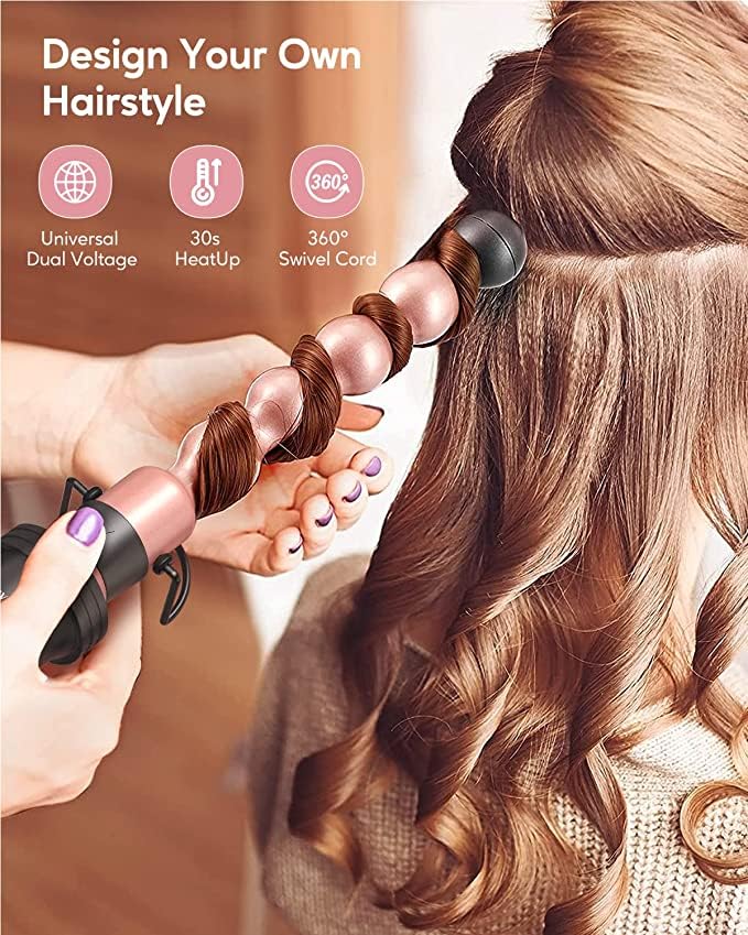 Wavytalk 5 in 1 Curling Wand Set, Curling Iron Set with Thermal Brush and 4 Interchangeable Ceramic Curling Wand(0.5”-1.25”),Instant Heat Up,Rose Gold - Image 6