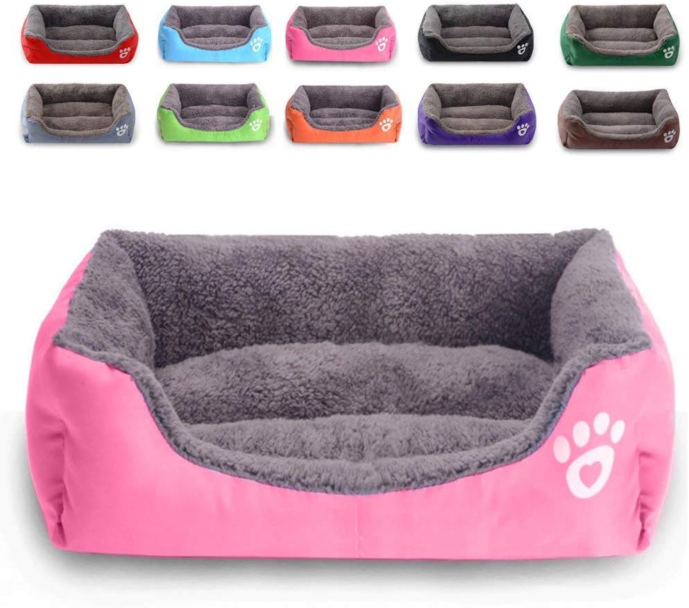MONIKI Dog Bed, Super Soft Pet Sofa Cats Bed, Non Slip Bottom Pet Lounger,Self Warming and Breathable Pet Bed Premium Bedding (M: 23"x17"x5" (58x43x13cm), rose red)