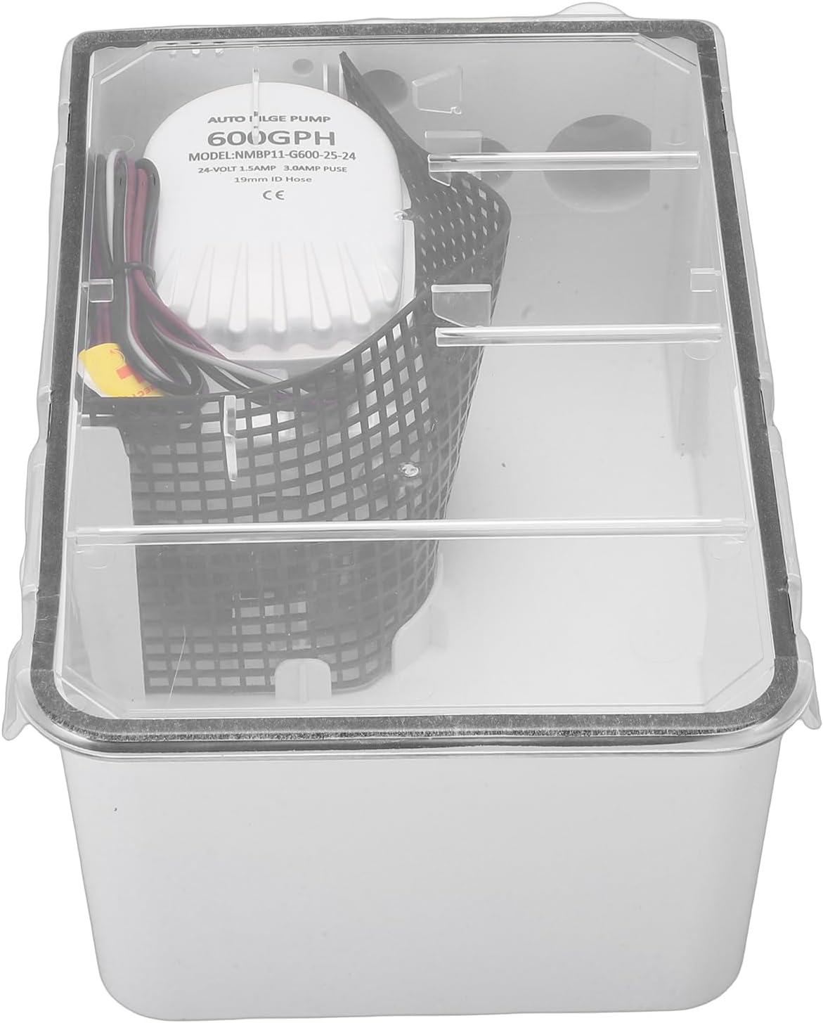 Generic 24V DC Shower Sump Pump Box, 600GPH Electric, Automatic Drainage Sump with Multi Function, Ideal for Boat Cabin, Showers & Sinks