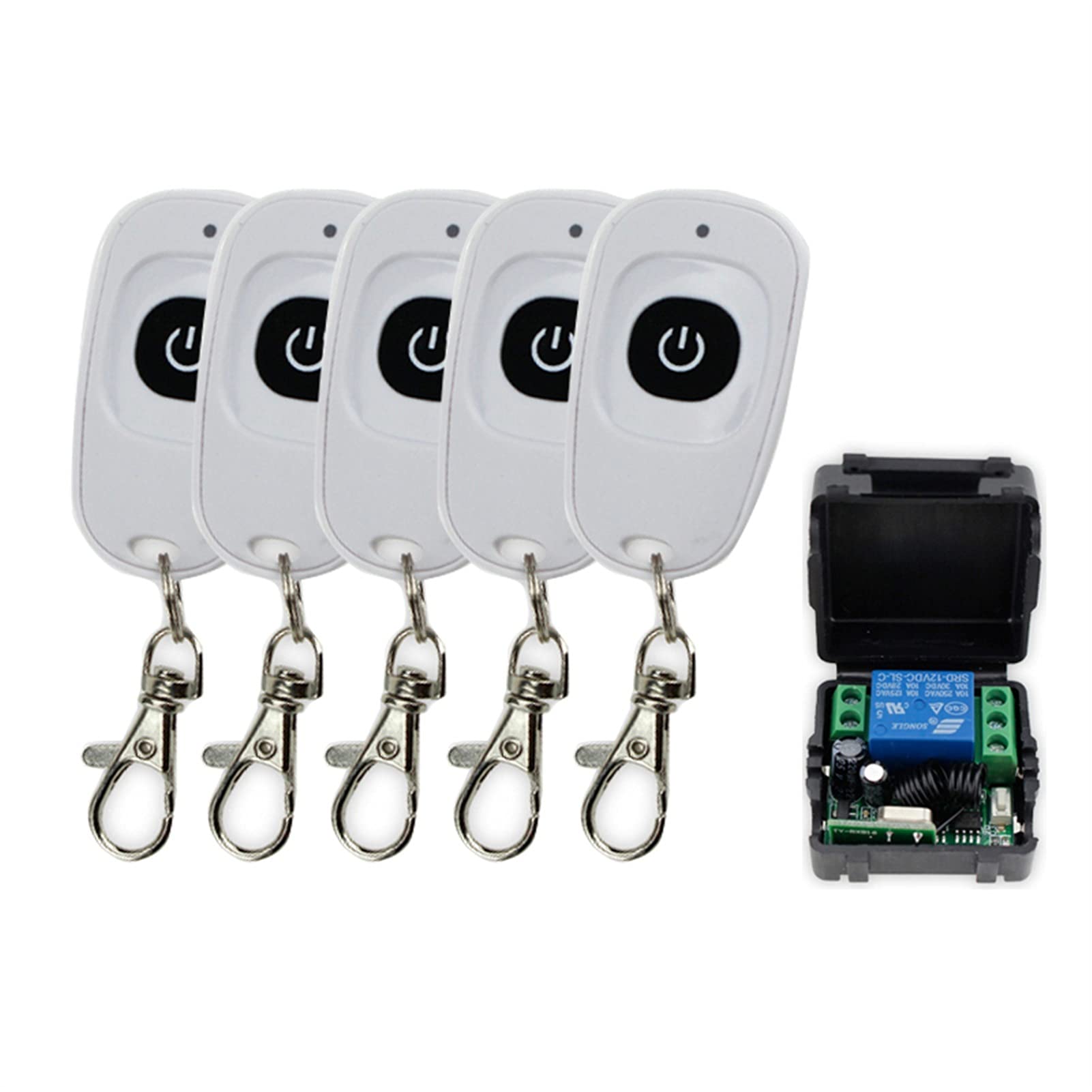 Abridor de puerta de Garaje, 315MHz / 433MHz DC12V 1CH RF Interruptor de control remoto inalámbrico Interruptor de puerta 5 transmisores con receptor for el sistema de bloqueo de control de puerta(2 s