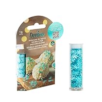 Decora, 2090207, Confezione da 1 g di fiocchi di neve edibili, Colore azzurro metallizzato, Ideali per decorare facilmente dolcetti natalizi