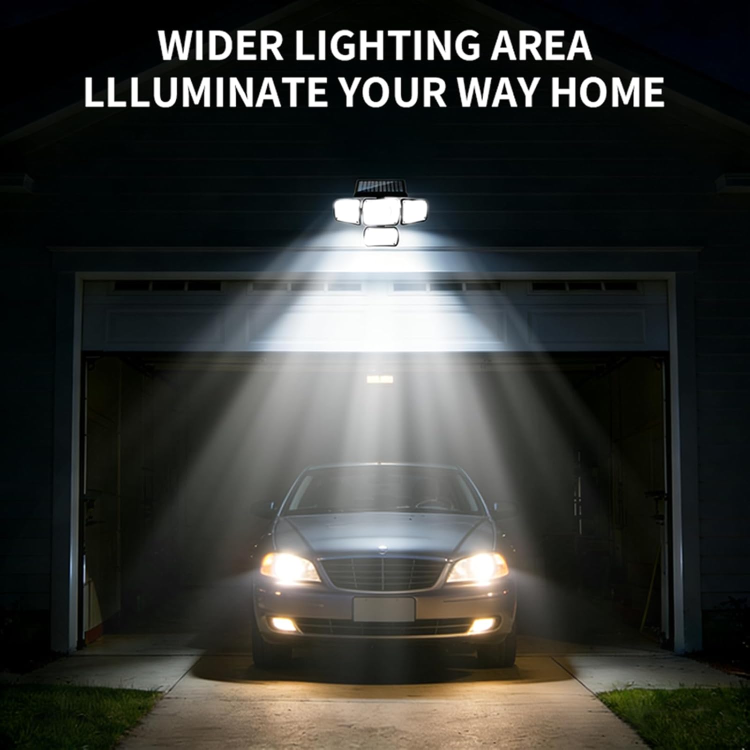Solar Outdoor Lights, LED Motion Sensor Security Lights, IP65 Waterproof Solar Powered Security Flood Lights, 270°Wide Lighting Angle Wall Light with Sensors for Backyard Yard (2, Black)