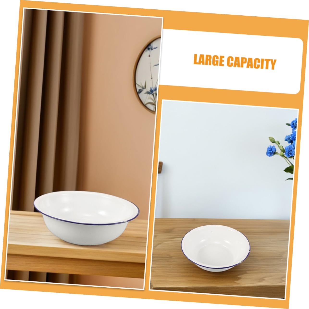 ABOOFAN Bassin Grosse Capacité pour Vintage pour Bain de Pieds Facile à Nettoyer Usage Multifonctionnel en Émail Blanc et Trempage des Pieds Lavage Visage