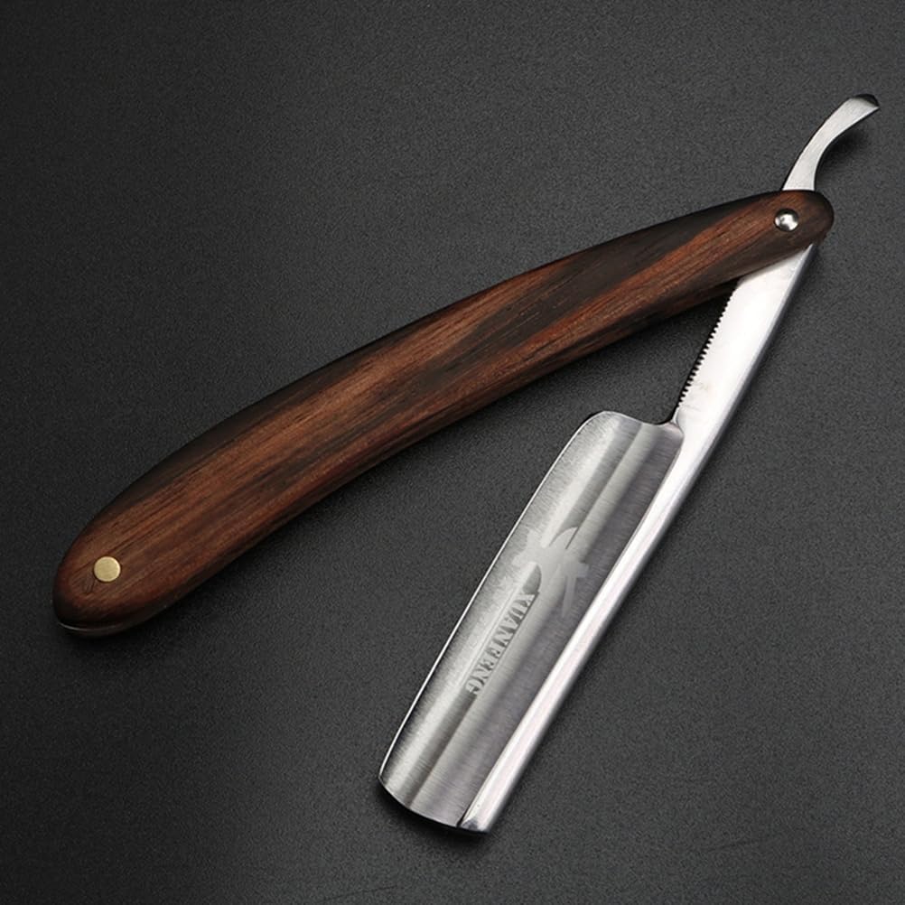 ストレートカミソリ、男性用木製ストレートエッジカミソリステンレス鋼手動ストレートカミソリ、天然木ヴィンテージカミソリ理容カミソリ、理