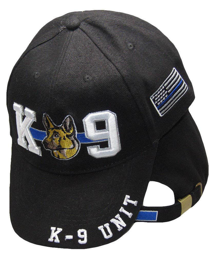 K-9 Unit Thin Blue Line Police USA Blue Line Patch on Side Embroidered Cap Hat