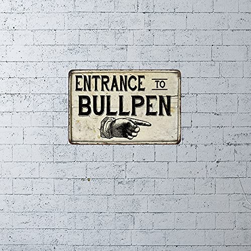 Entrance To Bullpen Sign Vintage Baseball Decor Signs Wall Decorations Room Art Tin Plaque Gift 8 X 12 High Gloss Metal 208120020153 #TOP2